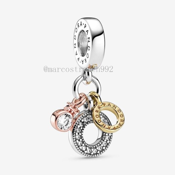 Pandora Triple Monogram & Logo Dangle Charm - Picture 1 of 4